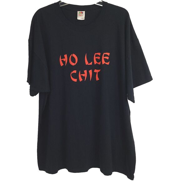 Ho Lee Chit Size 3XL Black Crewneck Graphic Big And Tall Funny Humor T-Shirt - Picture 1 of 4